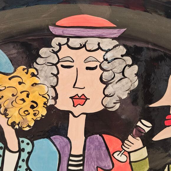 One of a kind, handmade serving plate "Three Friends"  Signed - Picture 3 of 5